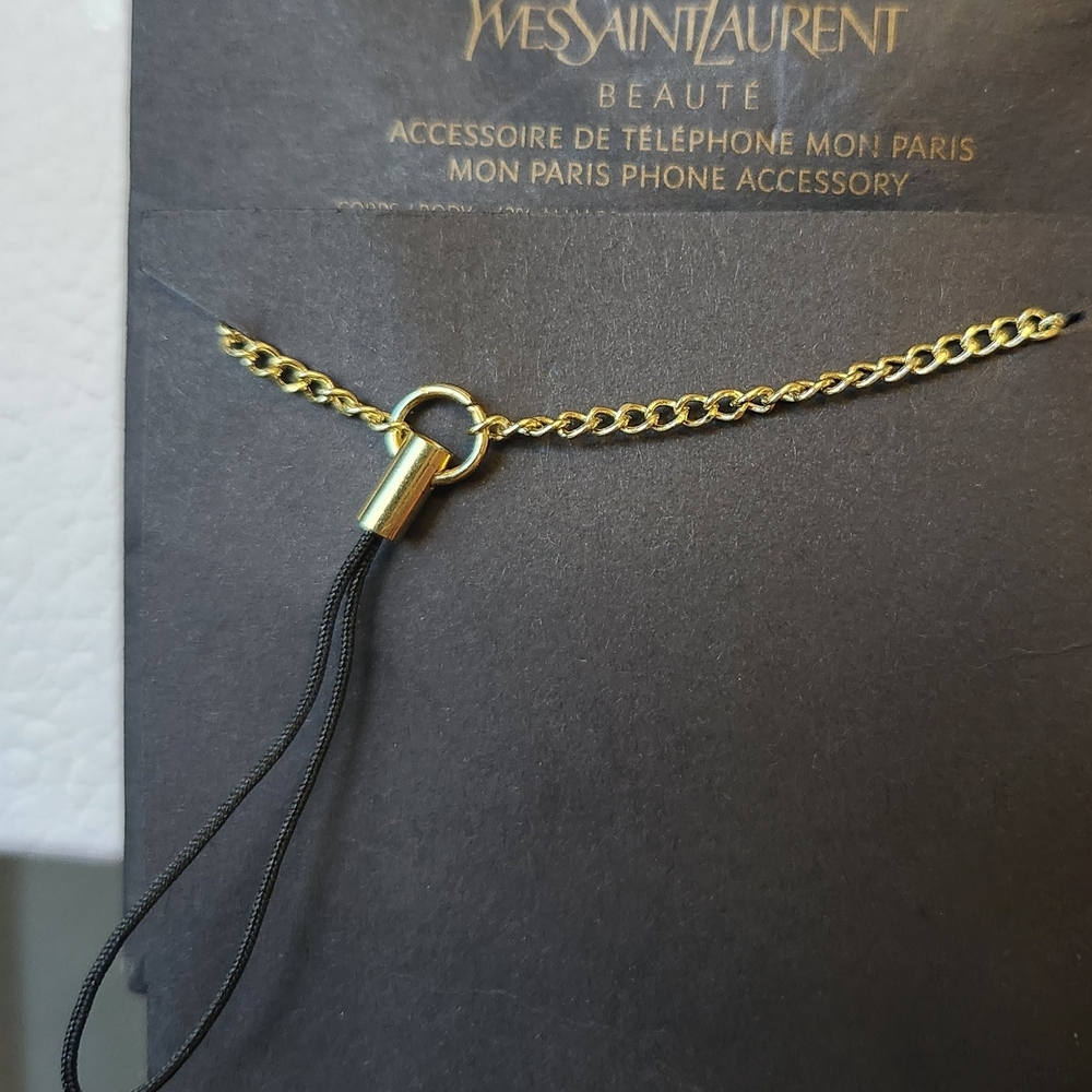 Yves Saint Laurent Gold Bracelet with Pink Heart and Eiffel Tower Charms - Picture 2 of 4